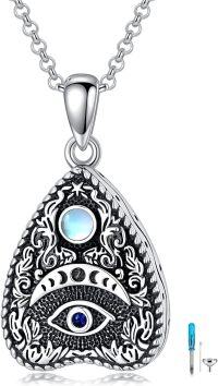 wholesale 925 Sterling Silver Evil Eye Moonstone Cremation Pendant Necklace for Ashes Keepsake Jewelry-Evil eye urn