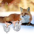 wholesale 925 Sterling Silver Fox Head Studs with Cubic Zirconia for Women Animal Ear Piercing  Ideas-0-5