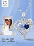 wholesale  Sterling Silver Daisy Heart Birthstone Necklace for Women -0-2