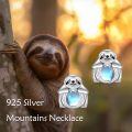 wholesale 925 Sterling Silver Sloth Moonstone Stud Earrings-0-5