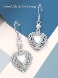wholesale 925 Sterling Silver Pearl & Filigree Heart Drop Earrings Gift for Her-0-4