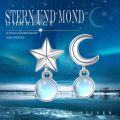 wholesale 925 Sterling Silver Blue Moonstone Crescent & Star Drop Earrings-0-6