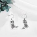 wholesale 925 Sterling Silver Oxidized Cowboy Boot Heart Zircon Drop Earrings-0-2