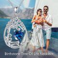 wholesale Sterling Silver Yellow Gold Plated Gemstone Tree of Life Pendant Necklace-0-183