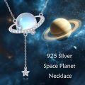 wholesale 925 Sterling Silver Blue Moonstone Planet Star Pendant Necklace for Women Gifts-0-4