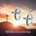 wholesale 925 Sterling Silver Cross Earrings with Abalone Shell Inlay Dangle Drop Leverback Religious Jewelry for Women and Men-0-5