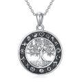 wholesale 925 Sterling Silver Round Tree of Life Pendant Necklace with Symbols and Chain for Women-0-0