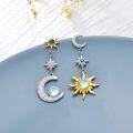 wholesale 925 Sterling Silver Opalite Star & Crescent Moon Drop Earrings-0-3