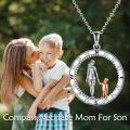 wholesale TOUPOP Mohters Day Gift From Son Mother And Child Necklace Sterling Silver Compass Pendant Necklace Graduation Inspirational Birthday Mothers Day Jewelry For Women Son -0-1