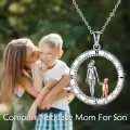 TOUPOP Sterling Silver Compass Mother Son Necklace-0-1
