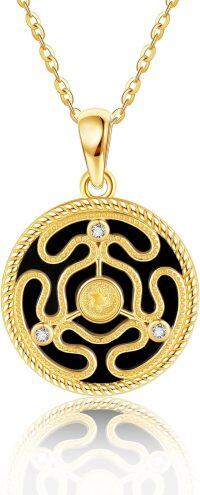 wholesale 14K Gold Black Enamel Snake Pattern Star Charm Chain Necklaces for Women Girls Gifts Fine Jewelry Accessories-Hecate Necklace