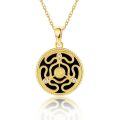 wholesale 14k Gold Snake Pendant Necklace With Black Onyx And Zircon Stones-0-0
