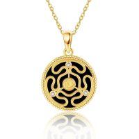 wholesale 14k Gold Snake Pendant Necklace With Black Onyx And Zircon Stones-Hecate Necklace