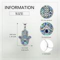 wholesale 925 Sterling Silver Abalone Shell Hamsa Hand with Blue Sapphire Evil Eye and Star of David Pendant Lucky Charm Necklace for Women & Men-0-3