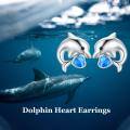 wholesale 925 Sterling Silver Dolphin Heart Opal Stud Earrings-0-1