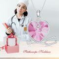 wholesale Sterling Silver Heart Crystal Stethoscope Necklace for Nurse Doctor Women-0-29