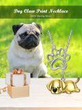 wholesale 925 Sterling Silver Dog Paw Pendant Necklaces Gold Plated Puppy Charm s for Women Girls-0-5