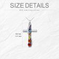 wholesale 925 Sterling Silver Cross Cremation Urn Pendant with Rainbow Stones and Funnel Set-0-2