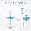 wholesale 925 Sterling Silver Angel Wing Heart Pendant Necklace w/Moonstone & Turquoise Stone  for Her-0-3