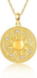 wholesale Gold 14K Yellow Gold Round Sun Evil Eye Pendant Necklace for Women Girl's Gift Jewelry Accessories-0-0