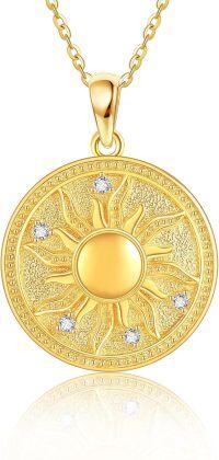 wholesale Gold 14K Yellow Gold Round Sun Evil Eye Pendant Necklace for Women Girl's Gift Jewelry Accessories-sun