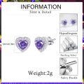 wholesale 925 Sterling Silver Cubic Zirconia 12 Birthstone Heart Stud Earrings-0-6