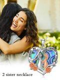 wholesale 925 Sterling Silver Heart-Shaped Pendant with Two Sisters and Roses Forever Friendship Necklace-0-2