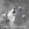 wholesale 925 Sterling Silver Wolf Head Stud Earrings with Black Enamel and Oxidized Finish - Unique Animal Design s for Women & Men-0-2