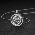 wholesale 925 Sterling Silver Pirate Skull & Compass Pendant Necklace for Men Women s-0-2