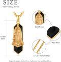 wholesale 925 Sterling Silver Plated Gold Onyx Saint Francis Prayer Necklace - Religious Jewelry for Men Women -0-5