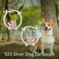 wholesale 925 Sterling Silver Corgi Dog Bone Huggie Hoop Earrings Gift for Women Girls-0-4