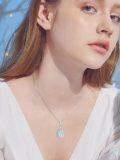 wholesale 925 Sterling Silver Blue Moonstone Teardrop Filigree Pendant Necklace-0-2