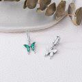 wholesale 925 Sterling Silver Green Enamel Butterfly Drop Huggie Hoop Earrings for Women - 6 Styles-0-3