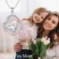 wholesale 925 Sterling Silver 925 & Rose Gold Plated Double Heart Pendant with Cubic Zirconia Necklaces for Women s-0-1