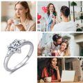 TOUPOP Sterling Silver D Color Vvs1 Heart Moissanite 3 Stone Engagement Ring-0-4
