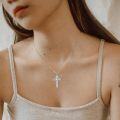 wholesale Silver Cross Urn Necklace for Ashes - 925 Sterling Silver Keepsake Jewelry with Star and Heart Design-0-1