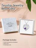 wholesale S925 Sterling Silver & White Gold Plated Heart Pendant Necklace with 1CT Amethyst & Simulated Diamond, Tree of Life Love Gift for Women-0-4