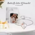 TOUPOP Sterling Silver Rose Heart Butterfly Initial Q Letter Link Bracelet For Women-0-2