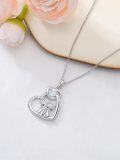 wholesale Sterling Silver Stone Highland Cow Heart Pendant Scotland Jewelry Gift-0-35