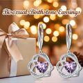wholesale TOUPOP Heart Birthstone Earrings 925 Sterling Silver Double Heart Leverback Earrings Love You For Always And Forever Jewelry Anniversary Birthday Christmas Gifts For Women Wife Her -0-2