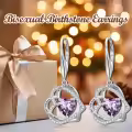 TOUPOP Sterling Silver Birthstone Double Heart Leverback Earrings-0-2