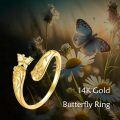wholesale 14k Gold Dragonfly Floral Openwork Adjustable Ring For Women-0-2