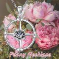 wholesale 925 Sterling Silver Birthstone Flower Necklace Compass Pendant for Women-0-4