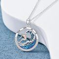 wholesale 925 Sterling Silver Running Girl Wave Pendant Necklace for Women Fitness s-0-2