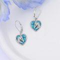 wholesale 925 Sterling Silver Turquoise Horse Head Heart Dangle Earrings s for Women-0-1