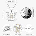 wholesale 925 Sterling Silver Yellow Crystal Butterfly Pendant Necklace - PTSD Awareness s for Women-0-2