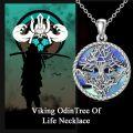 wholesale 925 Sterling Silver Tree of Life with Ravens and Abalone Shell Pendant Necklace for Men-0-2
