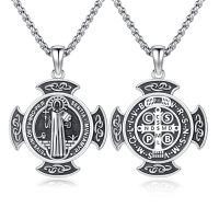 wholesale 925 Sterling Silver Saint Michael St Joseph Virgin Mary Pendant Necklace -A-St. Benedict