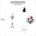 wholesale 925 Sterling Silver Purple Tulip Flower Drop Pendant Necklace for Women Girls Valentines Day Gifts Jewelry 43cm Chain Length-0-3