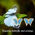 wholesale 14K Gold Turquoise and Blue Opal Butterfly Stud Earrings for Women-0-2